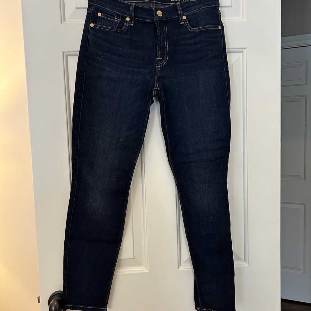 7 For All Mankind Blue Ankle Cropped Jeans